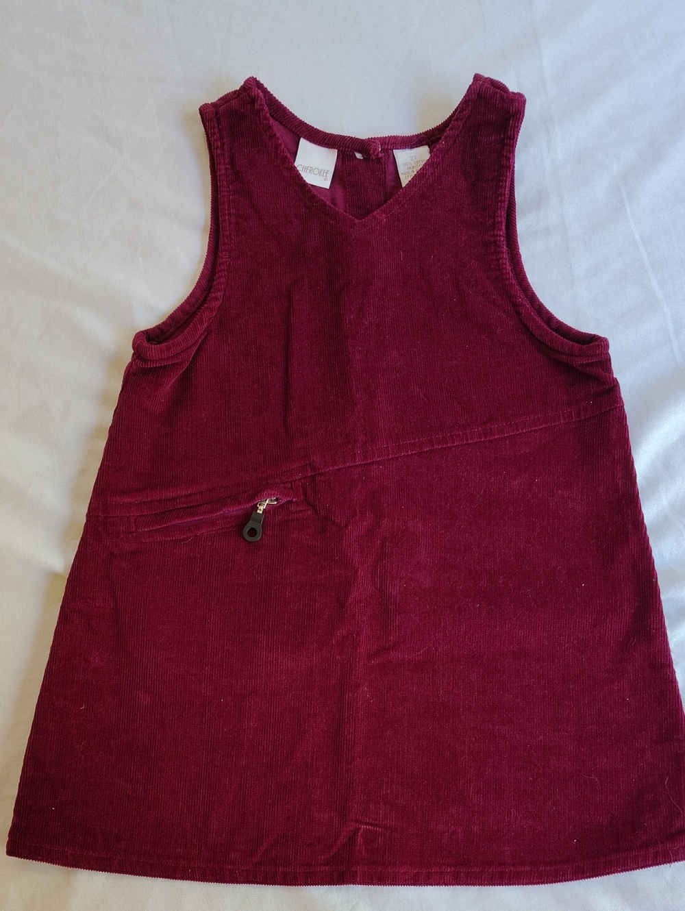 Cherokee Burgundy Corduroy Pinafore Dress